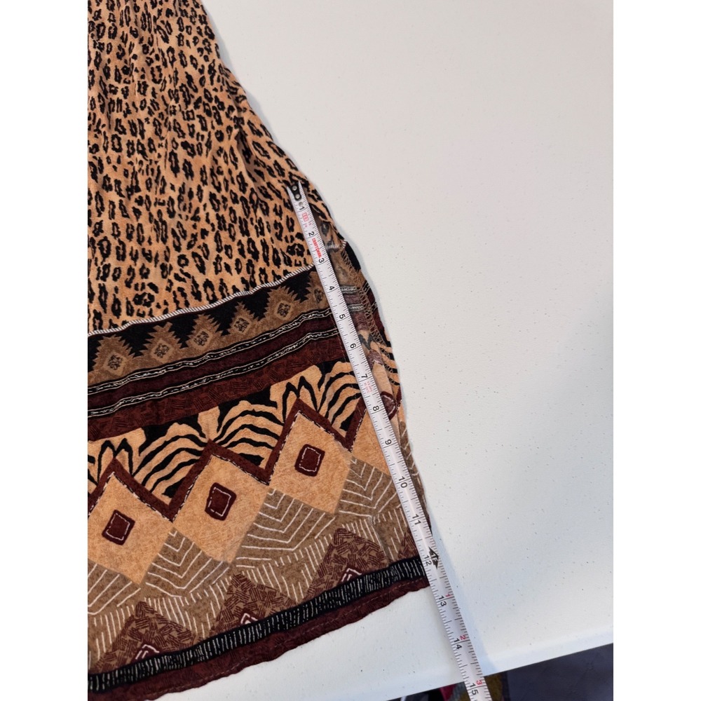 Nina Piccalino Vintage Leopard Print Beaded‎ Maxi Dress Tan Brown Size 12 m3 - Picture 7 of 8